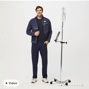 Figs New With Tags Navy Blue Medical Scrub Set With Fleece And Jacket